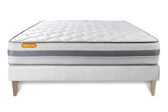 Ensemble Matelas Sommier 140x190 cm - Sommier Blanc (en kit) - Memo Spring