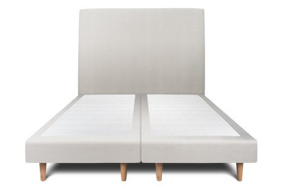 Lit 2x 90x200 cm - Sommier tapissier H29 cm + tête de lit tapissée - Tissu Velours Gris Clair