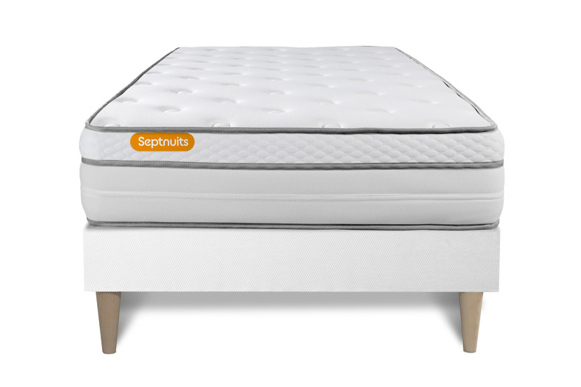 Ensemble Matelas Sommier 90x200 cm - Sommier Blanc (en kit) - Memo Luxe