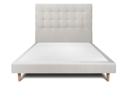 Lit 135x190 cm - Sommier tapissier H29 cm + tête de lit capitonnée - Tissu Velours Gris Clair