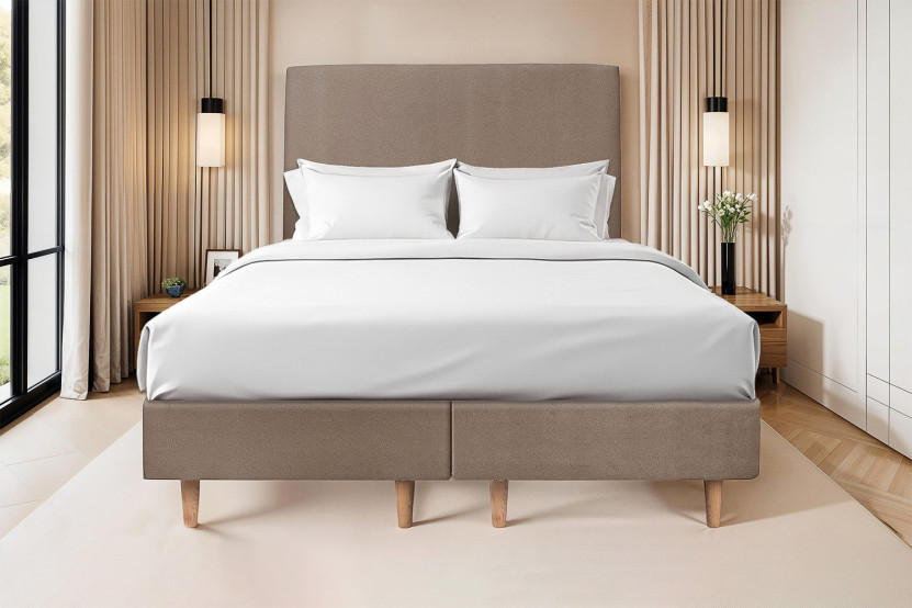 Lit 2x100x200 cm avec Tête de lit tapissée - Tissu Velours