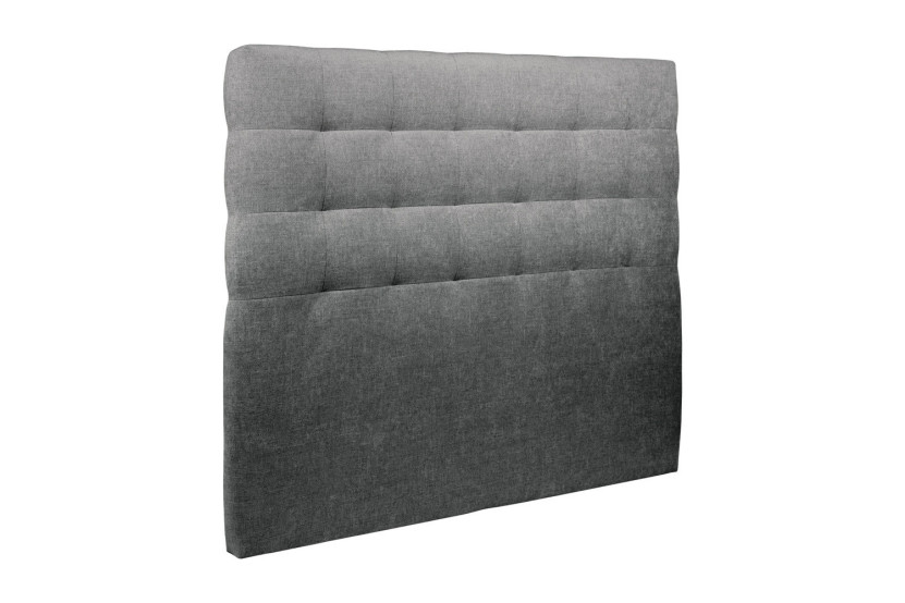 Lit 2x80x200 cm avec Tête de lit capitonnée - Tissu Toile natté
