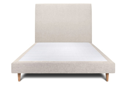 Lit 150x200 cm - Sommier tapissier H29 cm + tête de lit tapissée - Tissu Toile natté Beige Clair