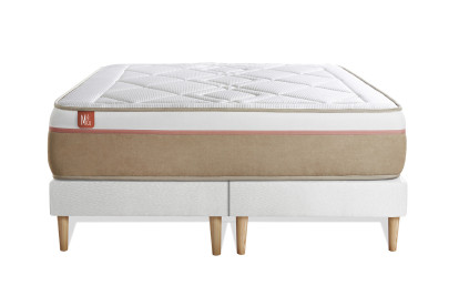 Pack lit complet 180x200 cm - Matelas + 2 Sommiers Blancs + 2 oreillers + Couette - Le Soyeux