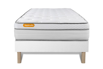 Ensemble Matelas Sommier 90x190 cm - Sommier Blanc (déjà monté) - Memo Luxe