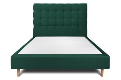 Lit 150x190 cm - Sommier tapissier H35 cm + tête de lit capitonnée - Tissu Velours Vert