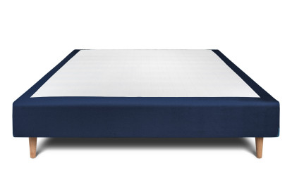 Sommier Tapissier 160x200 cm - H35 cm - Velours - Bleu océan