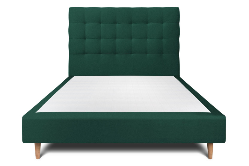 Lit 140x200 cm avec Tête de lit capitonnée - Tissu Velours