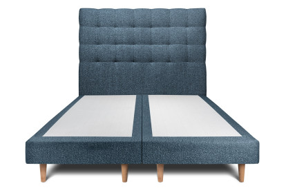 Lit 2x 80x200 cm - Sommier tapissier H29 cm + tête de lit capitonnée - Tissu Bouclette Bleu