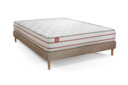 Ensemble Matelas Sommier 200x200 cm - Sommier Beige (en kit) - Le Doux