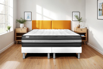 Ensemble Matelas Sommier 160x200 cm - 2 Sommiers Blanc - Vital Power Zen