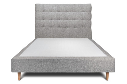 Lit 140x200 cm - Sommier tapissier H35 cm + tête de lit capitonnée - Tissu Bouclette Gris