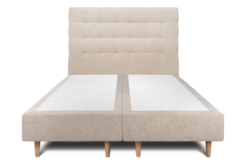 Lit 2x100x200 cm avec Tête de lit capitonnée - Tissu Toile natté