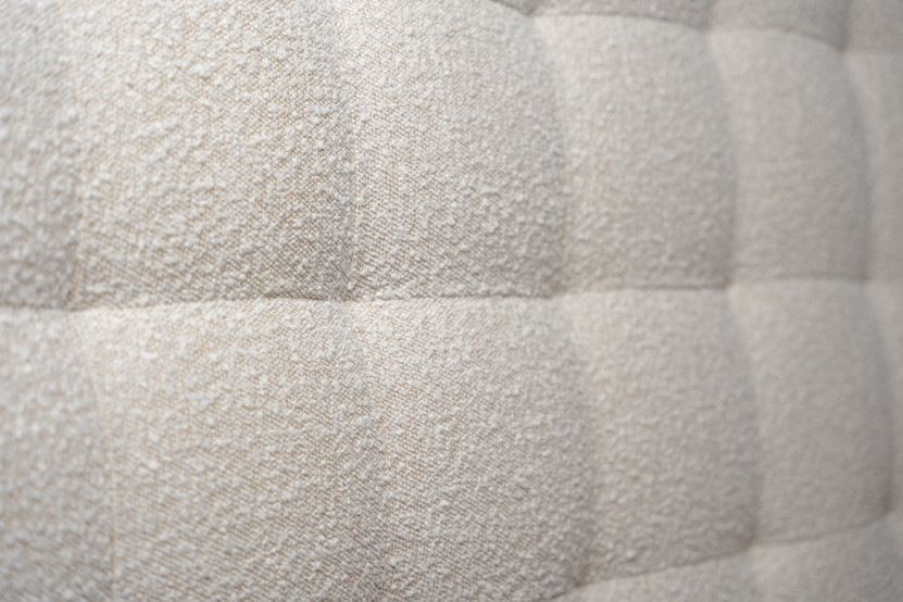 Lit 2x80x200 cm avec Tête de lit capitonnée - Tissu Bouclette
