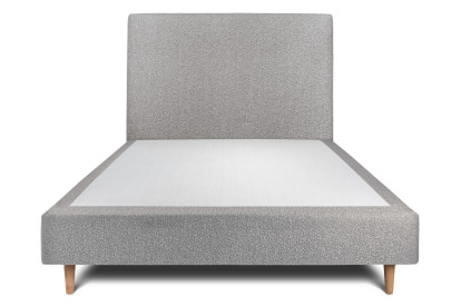 Lit 135x190 cm - Sommier tapissier H35 cm + tête de lit tapissée - Tissu Bouclette Gris