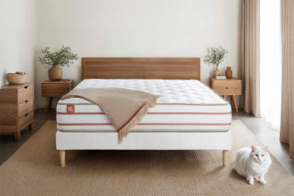 Ensemble Matelas Sommier 90x200 cm - Sommier Blanc (en kit) - Le Doux