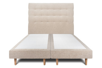 Lit 2x80x200 cm avec Tête de lit capitonnée - Tissu Toile natté