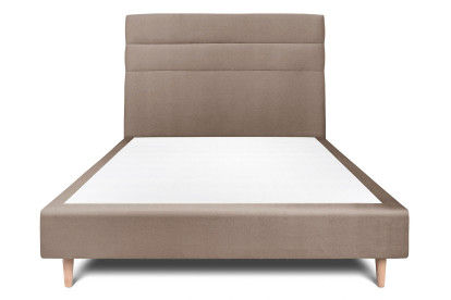 Lit 150x200 cm - Sommier tapissier H35 cm + tête de lit à lignes - Tissu Velours Taupe