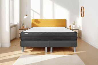 Ensemble Matelas Sommier 160x200 cm - 2 Sommiers Gris - Vitalpower