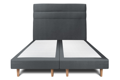 Lit 2x 80x200 cm - Sommier tapissier H29 cm + tête de lit à lignes - Tissu Velours Gris Anthracite