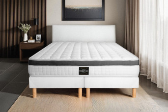 Ensemble Matelas Sommier 180x200 cm - 2 Sommiers Blancs (déjà monté) - Supérieur