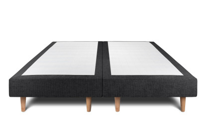 Lit 2x 80x200 cm - Sommier tapissier H29 cm + tête de lit capitonnée - Tissu Toile natté Noir
