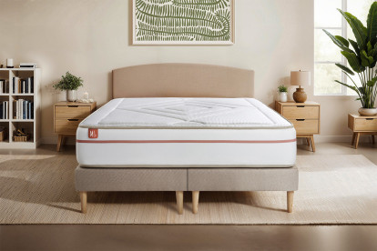 Ensemble Matelas Sommier 160x200 cm - 2 Sommiers Beige - Le Paisible